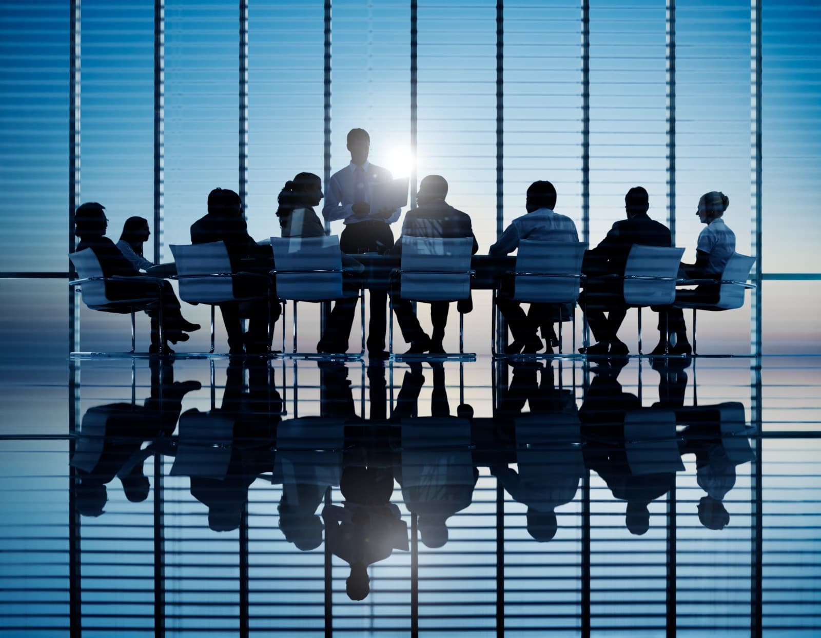 Business professionals discussing management development